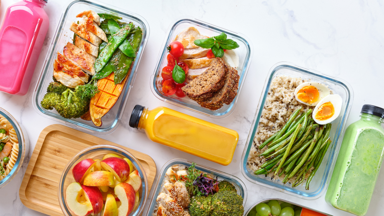 Prepared meal prep containers with balanced meals to support consistency during the week